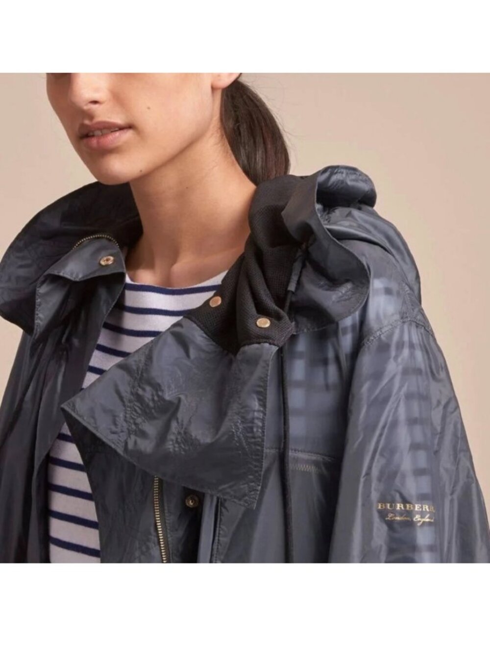 Burberry Cardingmill Lightweight Hooded Blue Parka Size XS - Picture 4 of 14